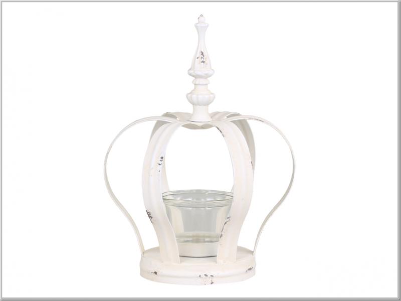 Teelichthalter Krone Creme H21xØ15cm