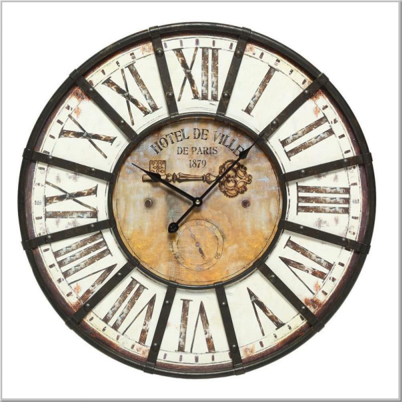 Wanduhr mit Metallrahmen Vintage Ø 58cm