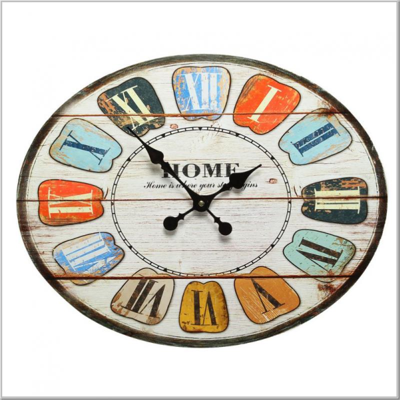 Vintage wall clock oval clock 40x49cm