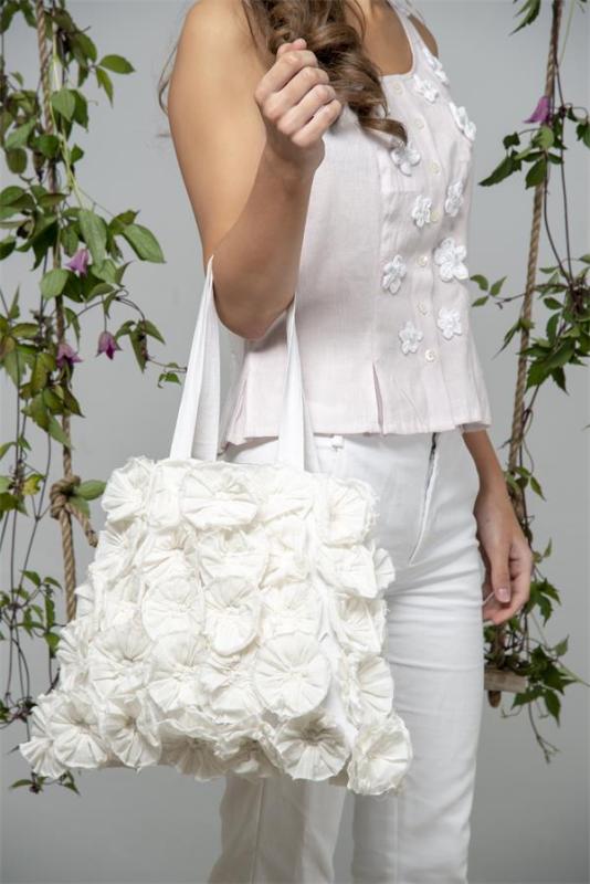 JDL Bag Shopper Weekend Bag Flower Roses White