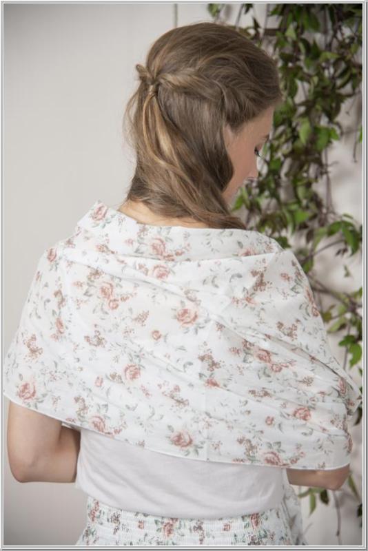 JDL Scarf Roses Cream Blossom L220cm