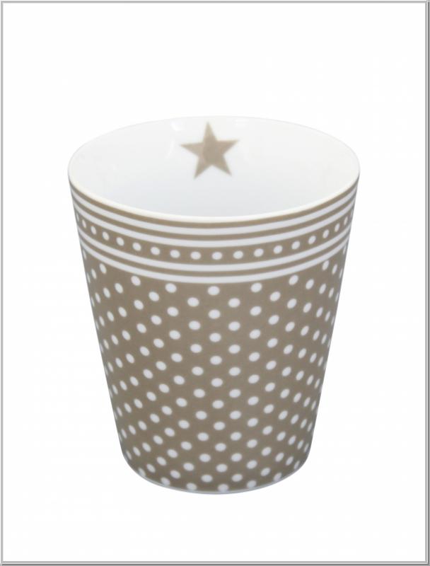 Happy Mug "Taupe Dots" Kaffeebecher H10xØ9cm