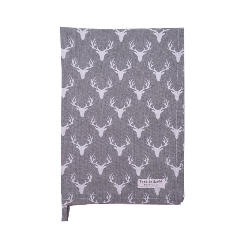 Krasilnikoff Tea Towel Deer 100% Cotton 50x70 Grey