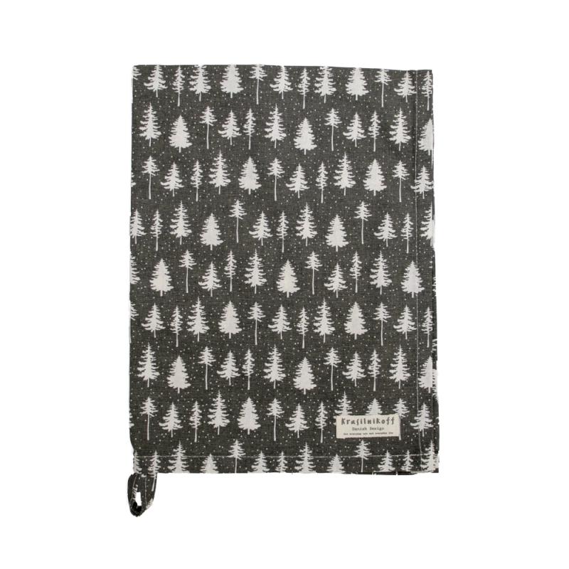 Krasilnikoff Tea Towel Christmas Forest 100% Cotton 50x70 Charcoal