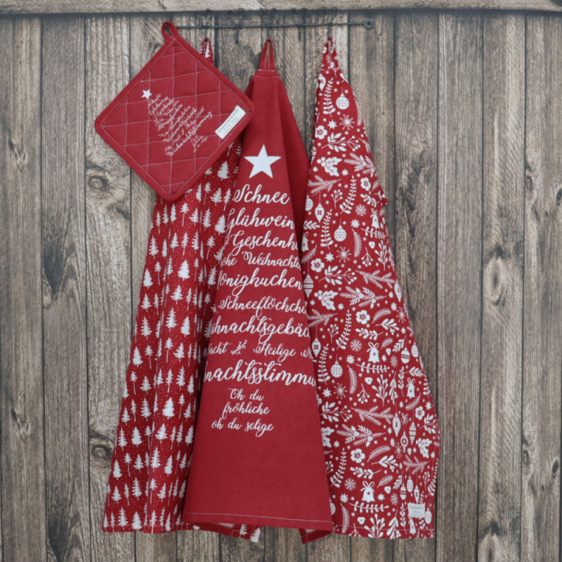 Krasilnikoff Tea Towel Deer 100% Cotton 50x70 Scarlet Red