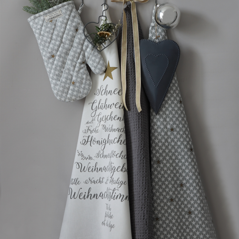 Krasilnikoff Tea Towel Christmas Words 100% Cotton 50x70 White