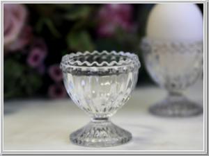 Egg cup with beaded edge, glass, H5.5cm